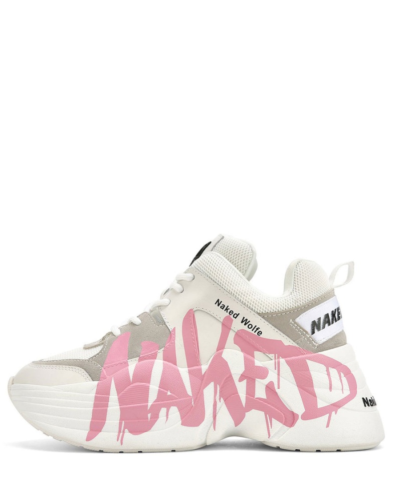 Adidasi Naked Wolfe Track Logo Dama Albi Roz | BKQ8572EF