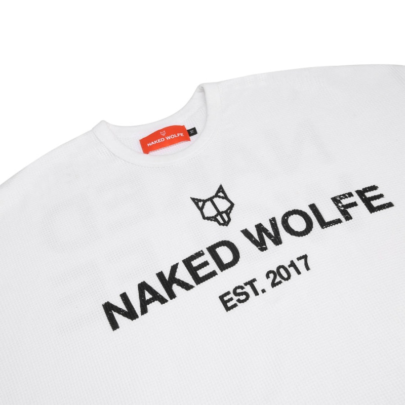 Hanorace Naked Wolfe Thermal Barbati Albi | OGH5366KP