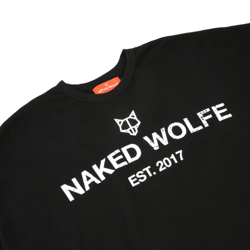 Hanorace Naked Wolfe Thermal Barbati Negrii | CJC5826DQ