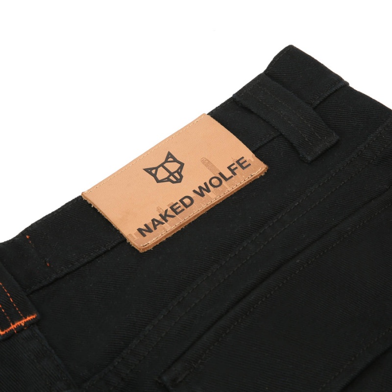 Pantaloni Naked Wolfe Baggy Pocket Cargo Barbati Negrii | QML4949LI