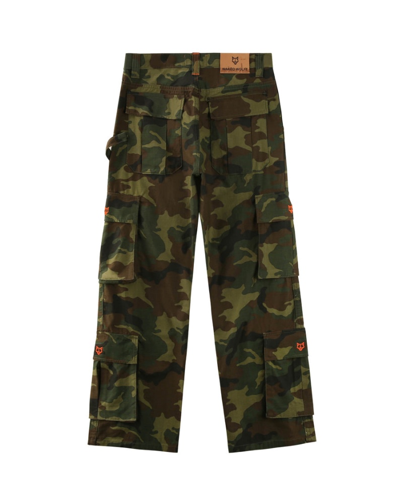 Pantaloni Naked Wolfe Baggy Pocket Cargo Barbati Verzi Negrii | SDD7137HK