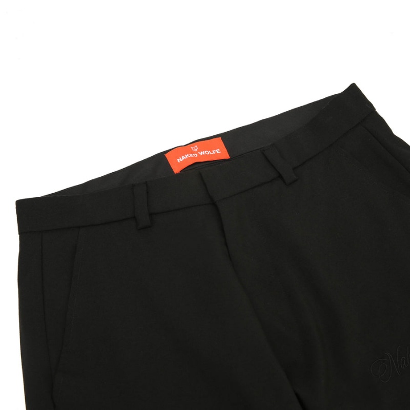 Pantaloni Naked Wolfe Flared Lână Barbati Negrii | MDX1978PT