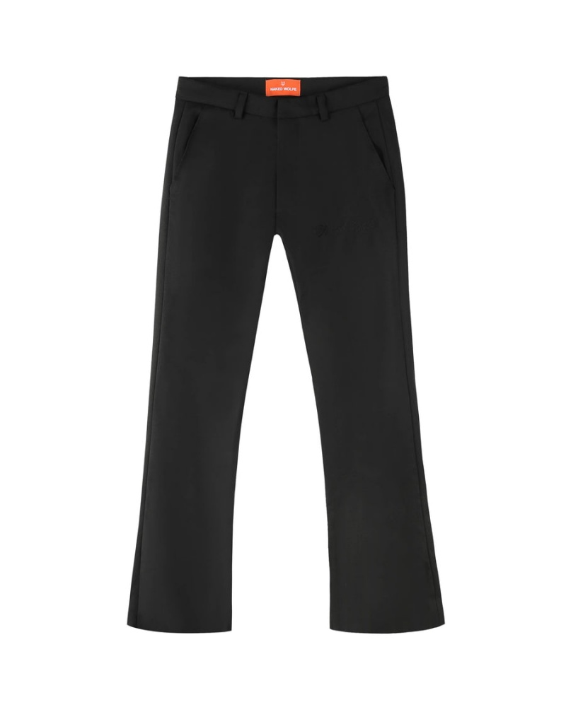 Pantaloni Naked Wolfe Flared Lână Barbati Negrii | MDX1978PT